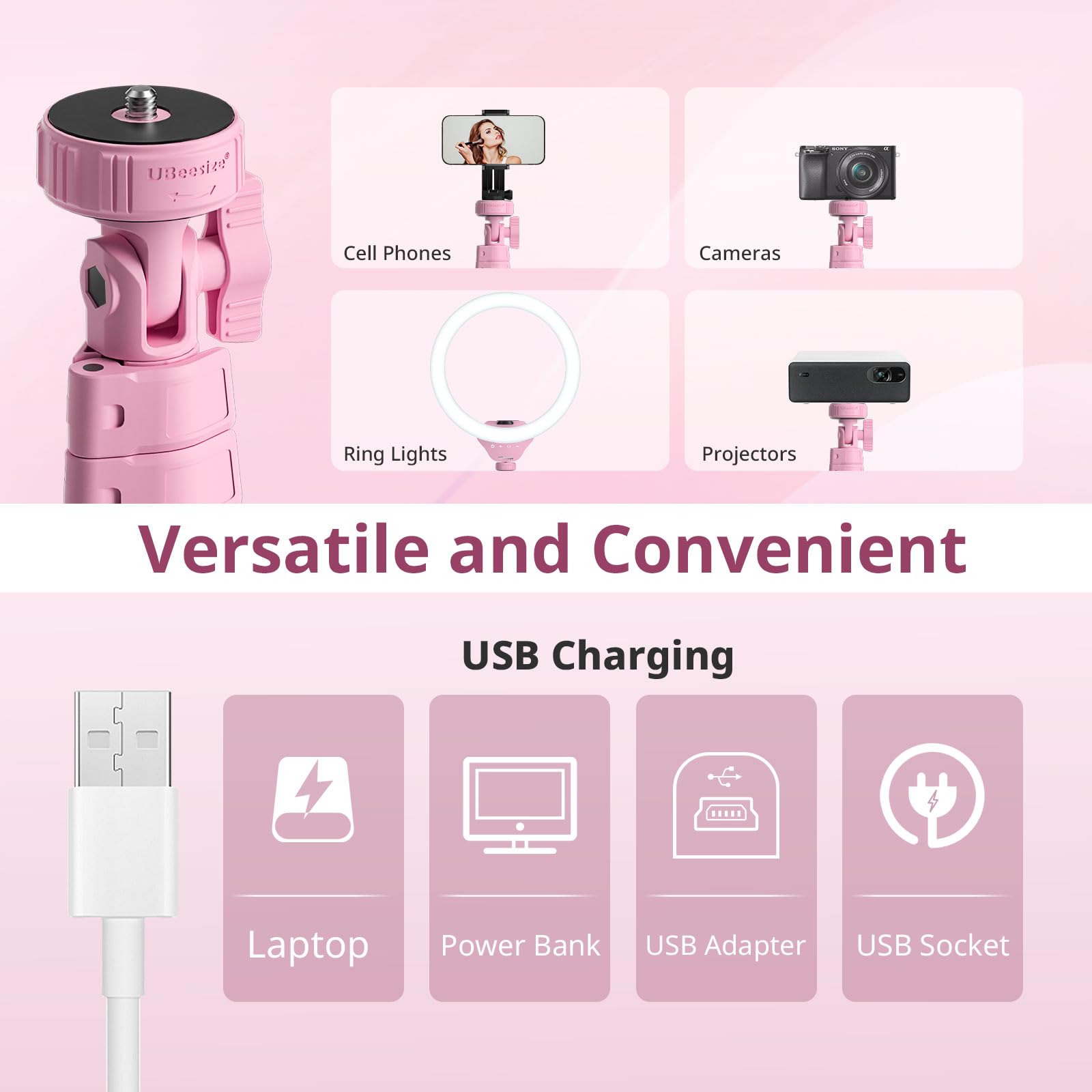UBeesize 12 Inch Selfie Ring Light with Adjustable Tripod