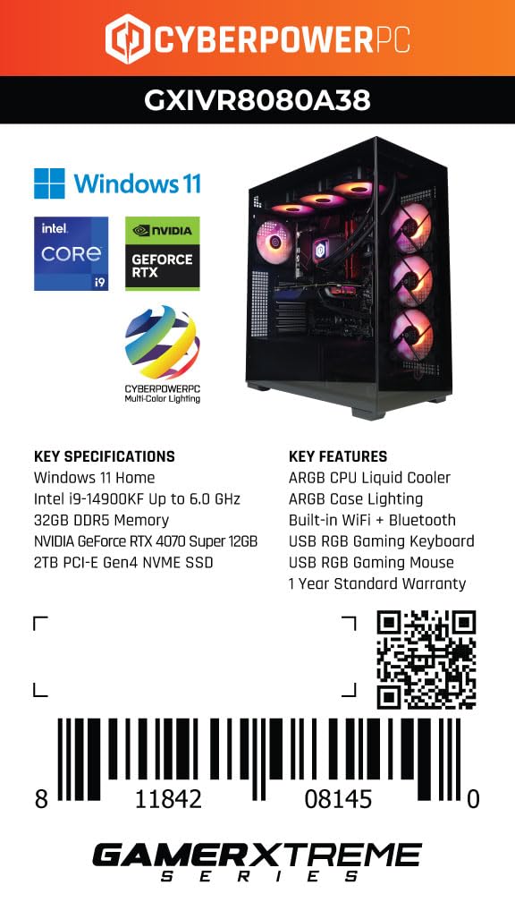 CyberPowerPC Gamer Xtreme VR RTX 4070 Powerhouse Desktop