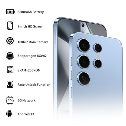 Unlocked S24 Ultra Android Phone 5G 6800mAh Dual SIM 108MP Camera Titanium Black