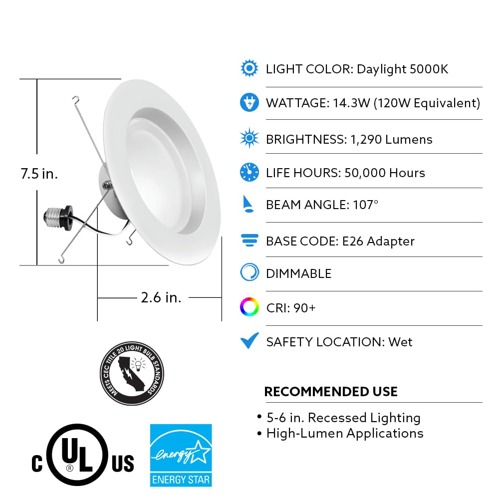Energy Efficient LED Downlight Retrofit Kit with Adjustable Trim