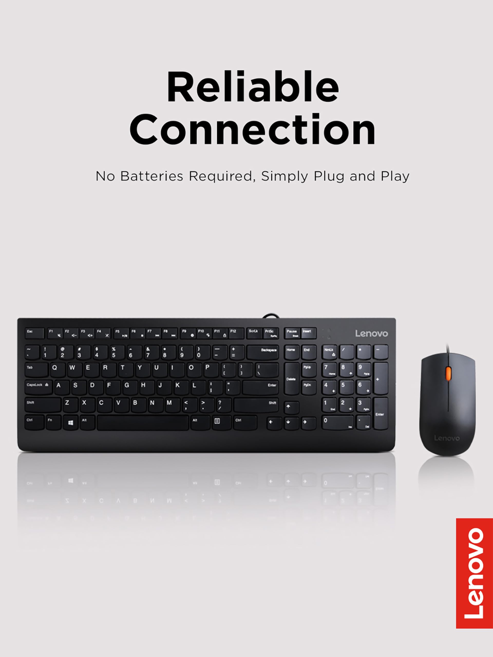 Lenovo 300 USB Keyboard Ergonomic Design for Comfortable Typing