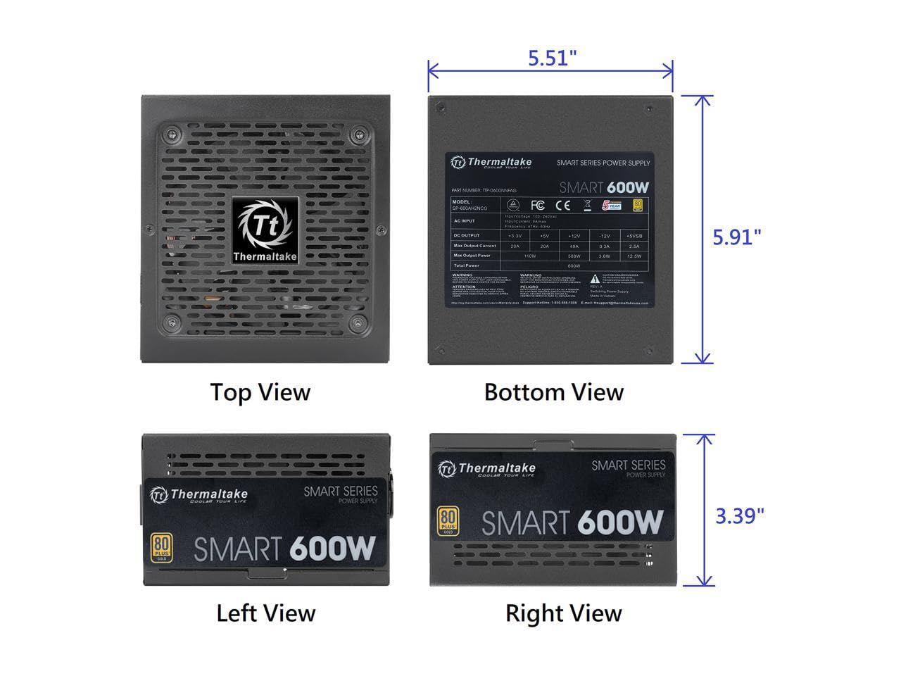 Thermaltake Toughpower GX2 600W Power Supply With Gold Efficiency