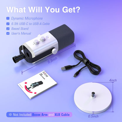 FIFINE USB XLR Dynamic Microphone AM8 Mute Button RGB Light