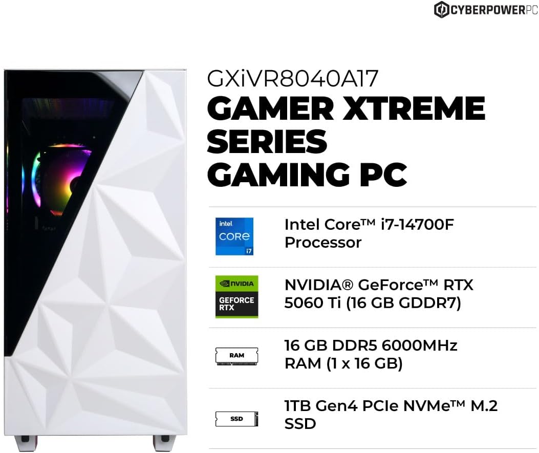 CyberPowerPC Gamer Xtreme VR Ready PC RTX 5060 Ti 16GB