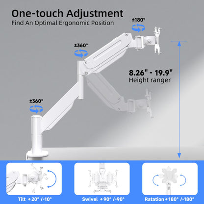 Suptek Gas Spring Monitor Arm Desk Mount Fits 17 to 32 Inch