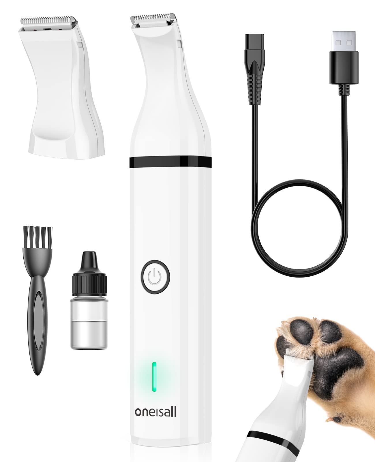 Oneisall Dog Clippers Cordless Low Noise Grooming Trimmer