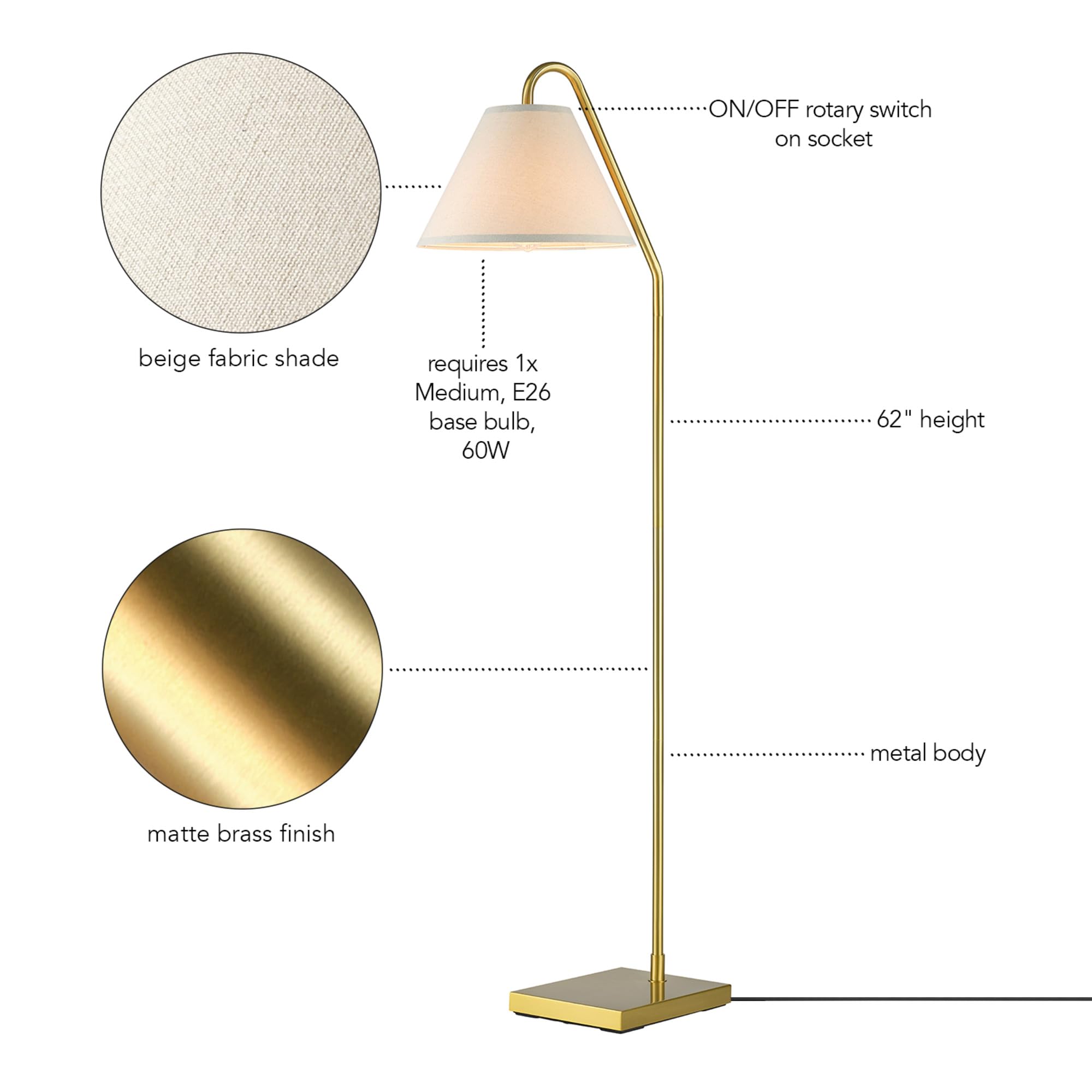 Modern 58 Inch Floor Lamp with Geometric Design