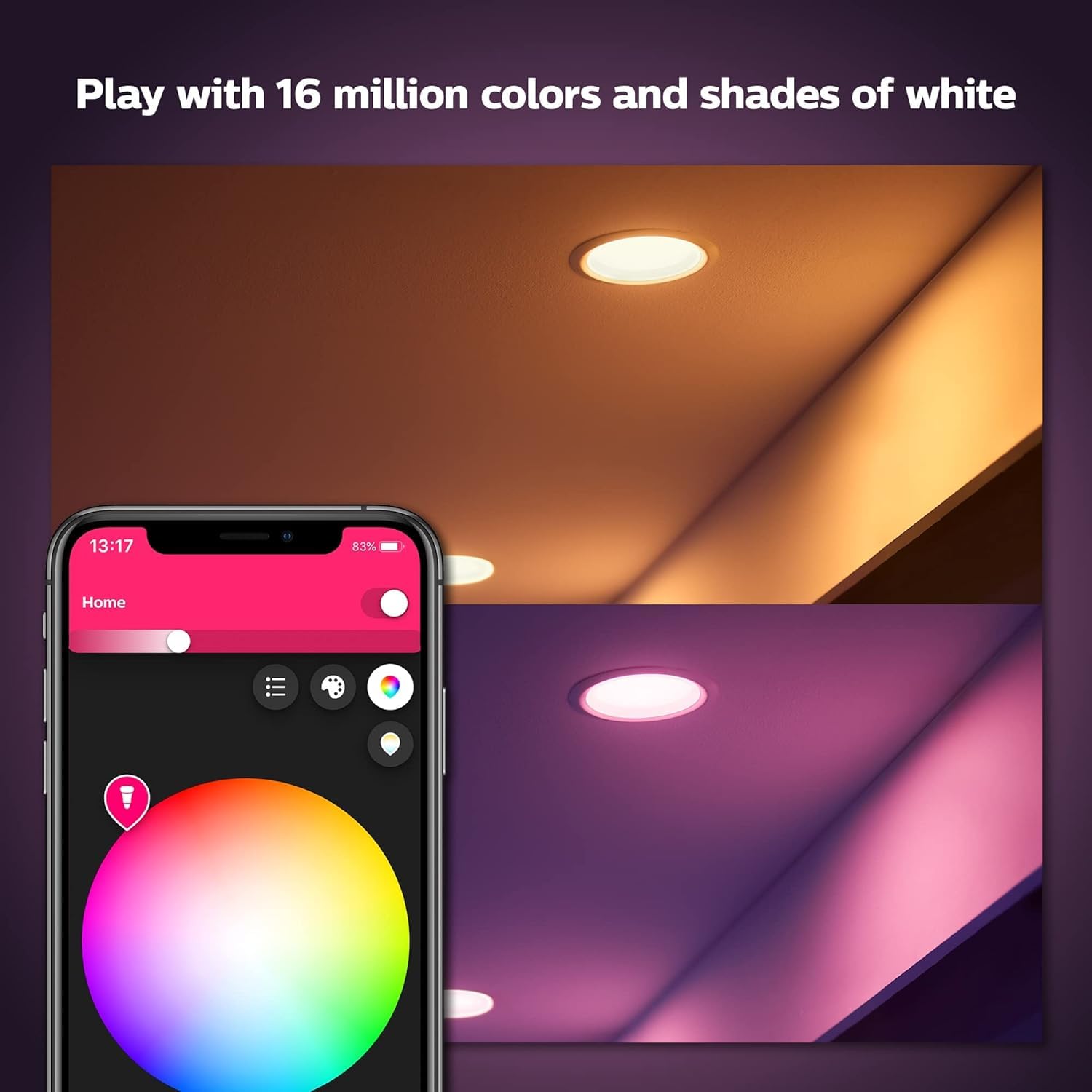 Philips Hue Smart LED Downlight 4 Pack With Color Control