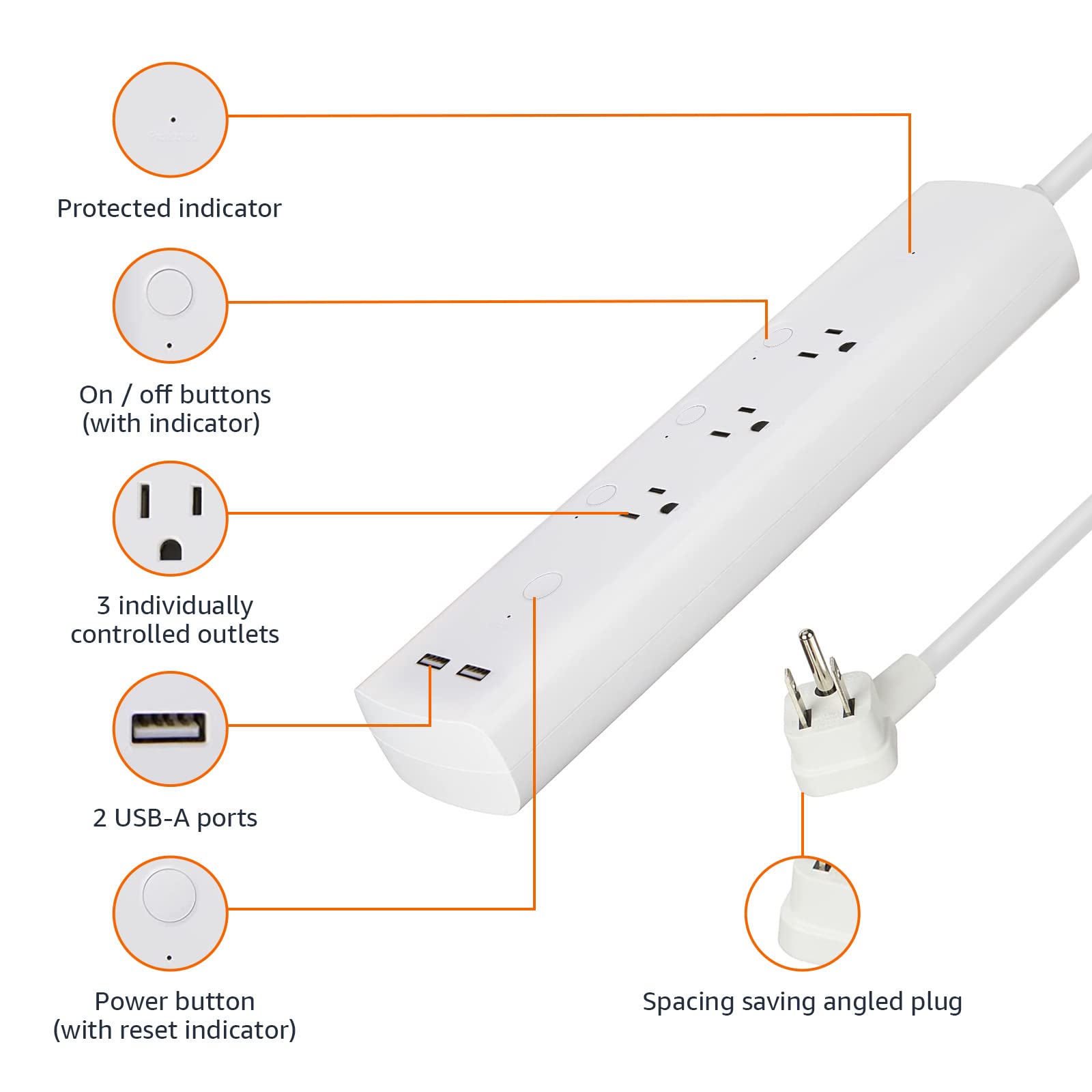 Amazon Basics Smart Power Strip With 3 Independent Outlets