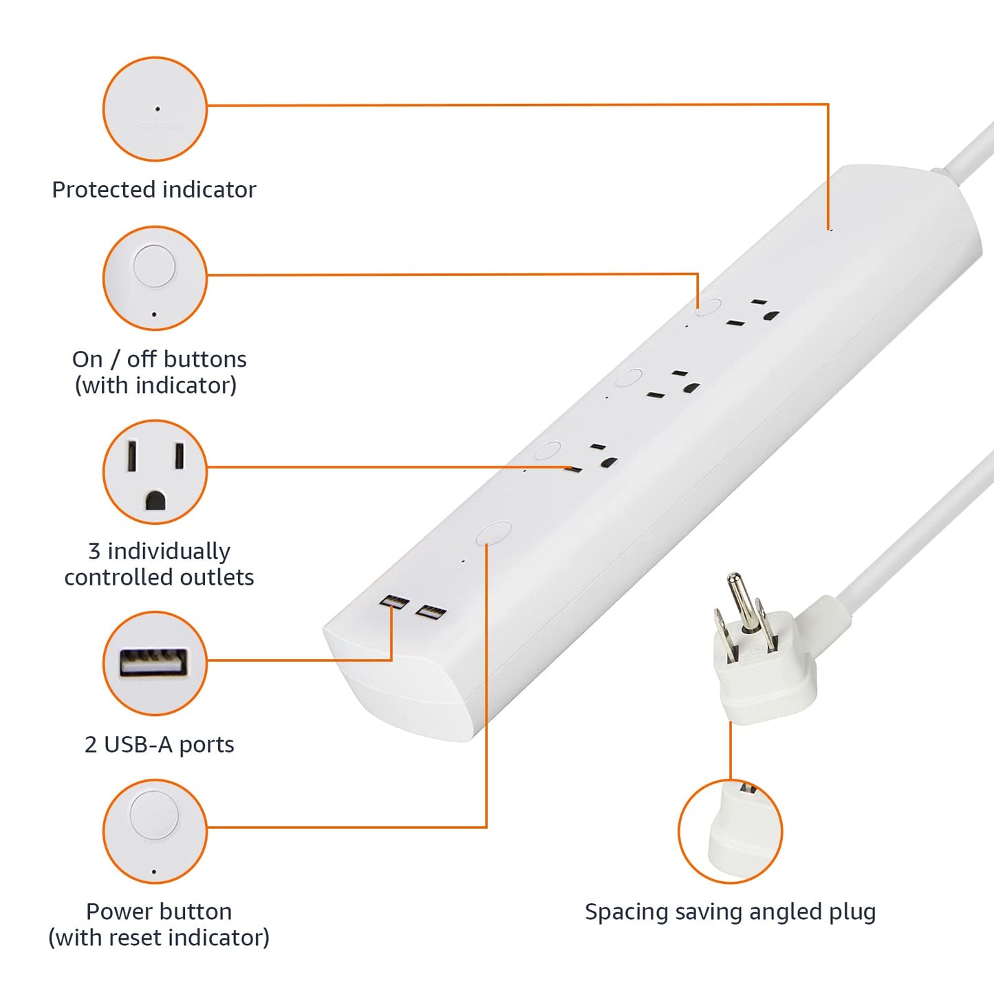 Amazon Basics Smart Power Strip With 3 Independent Outlets