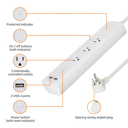 Amazon Basics Smart Power Strip With 3 Independent Outlets