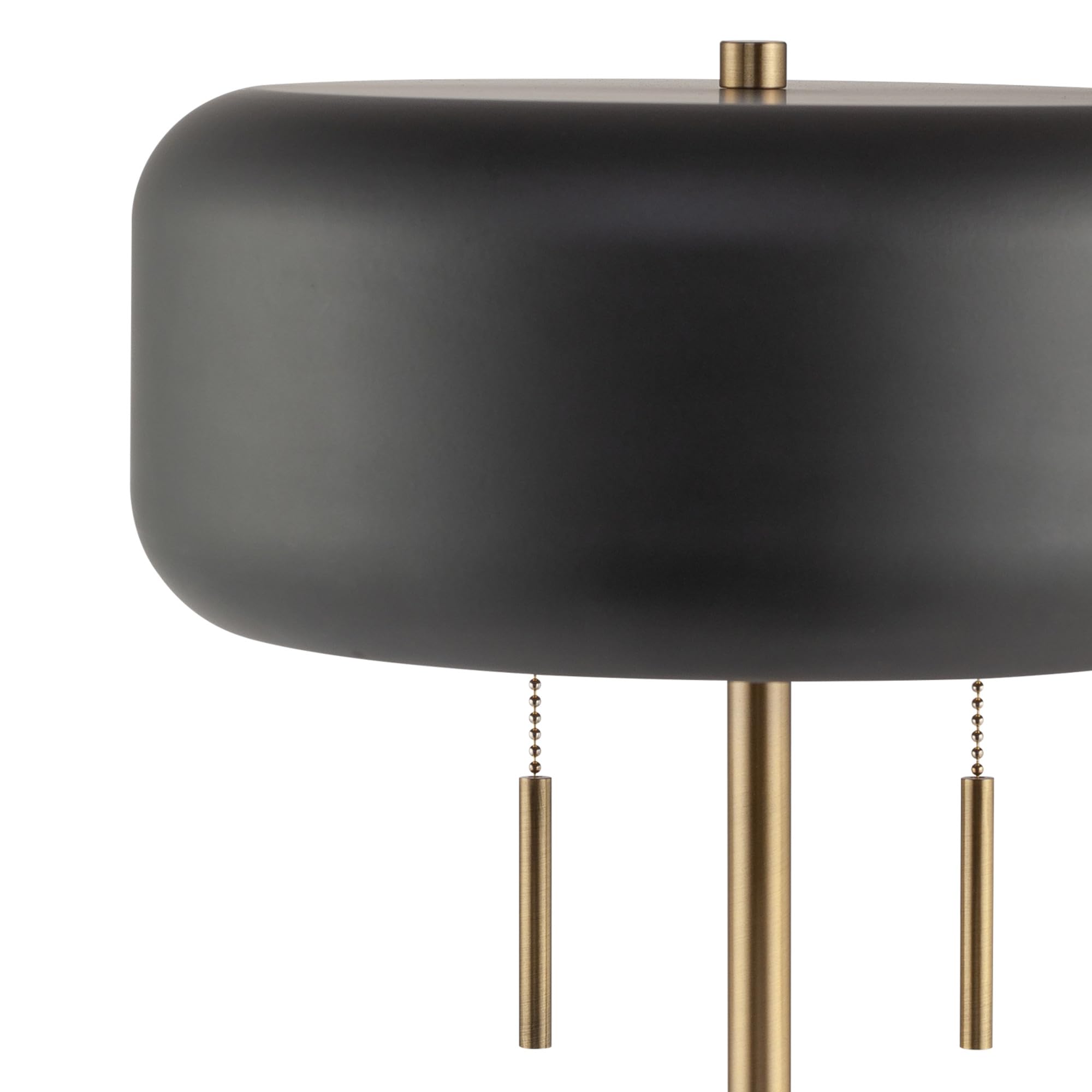 Metallic Gray Table Lamp with Dual Pull Chains for Versatile Lighting