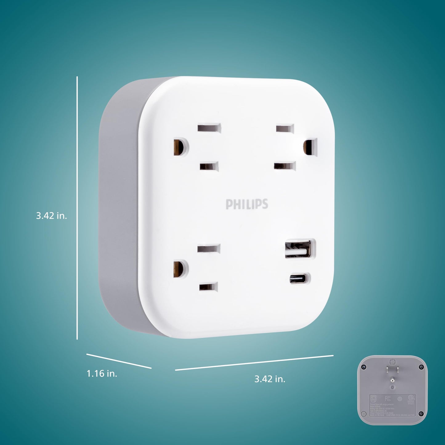 Philips EZFit 3 Outlet Surge Tap With USB Charging Now