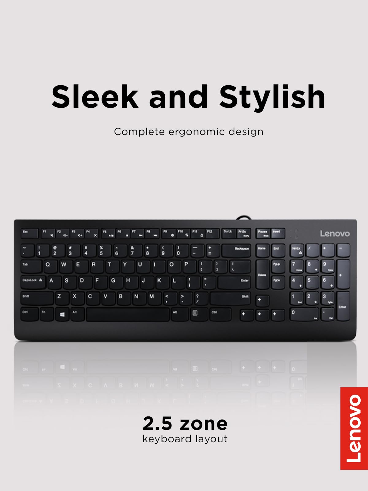Lenovo 300 USB Keyboard Ergonomic Design for Comfortable Typing