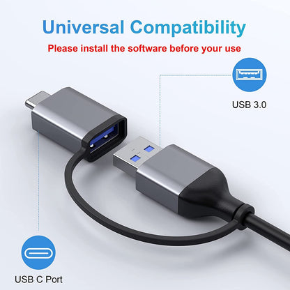 USB C Docking Station Dual Monitor 4K HDMI Hub 6 In 1