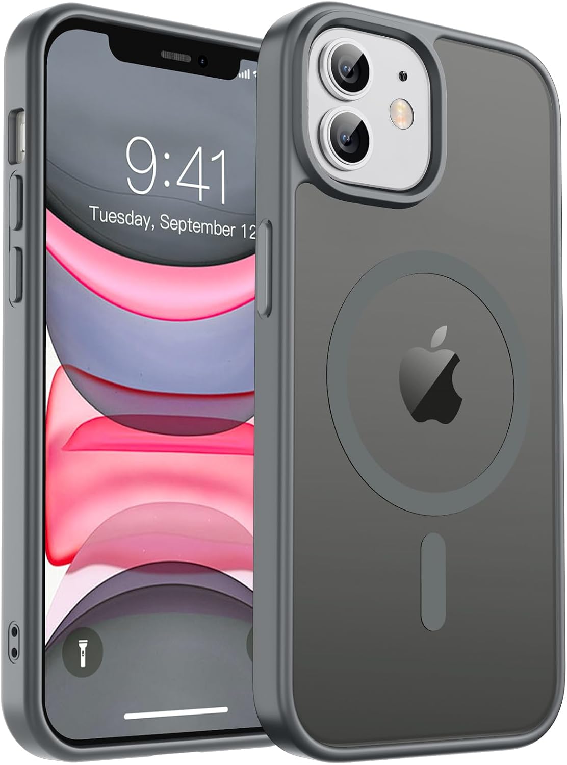 MagSafe Compatible iPhone 14 15 Case Matte Shockproof Anti Scratch Black