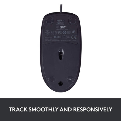 Logitech B100 Wired Mouse Comfortable Ambidextrous Design