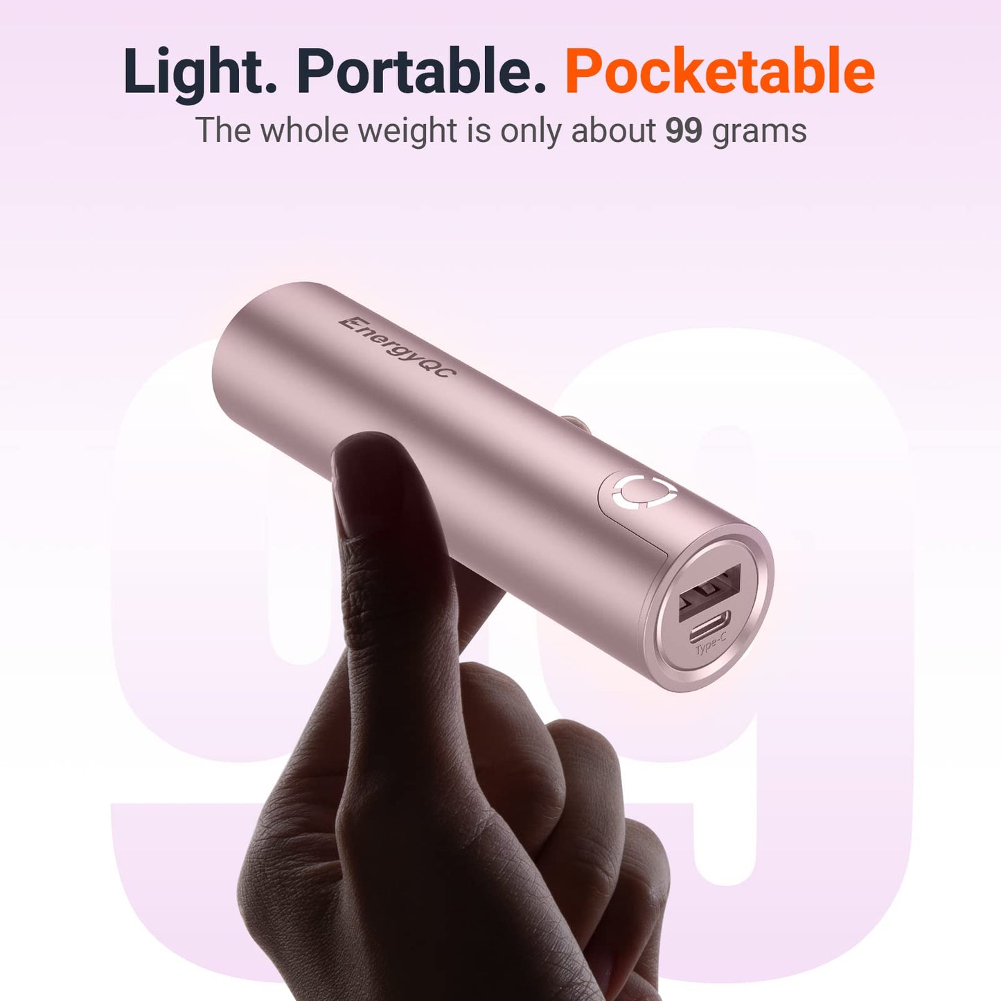 EnergyQC 5000mAh Fast Charging Portable Charger USBC Input