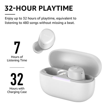 TOZO A1 Wireless Earbuds Bluetooth 5.3 Light Weight in Ear IPX5 Waterproof Headphones 2 Mic for AI Calls, Immersive Premium Sound Bass Headset with Charging Case, 32 Presets EQ Customization via App