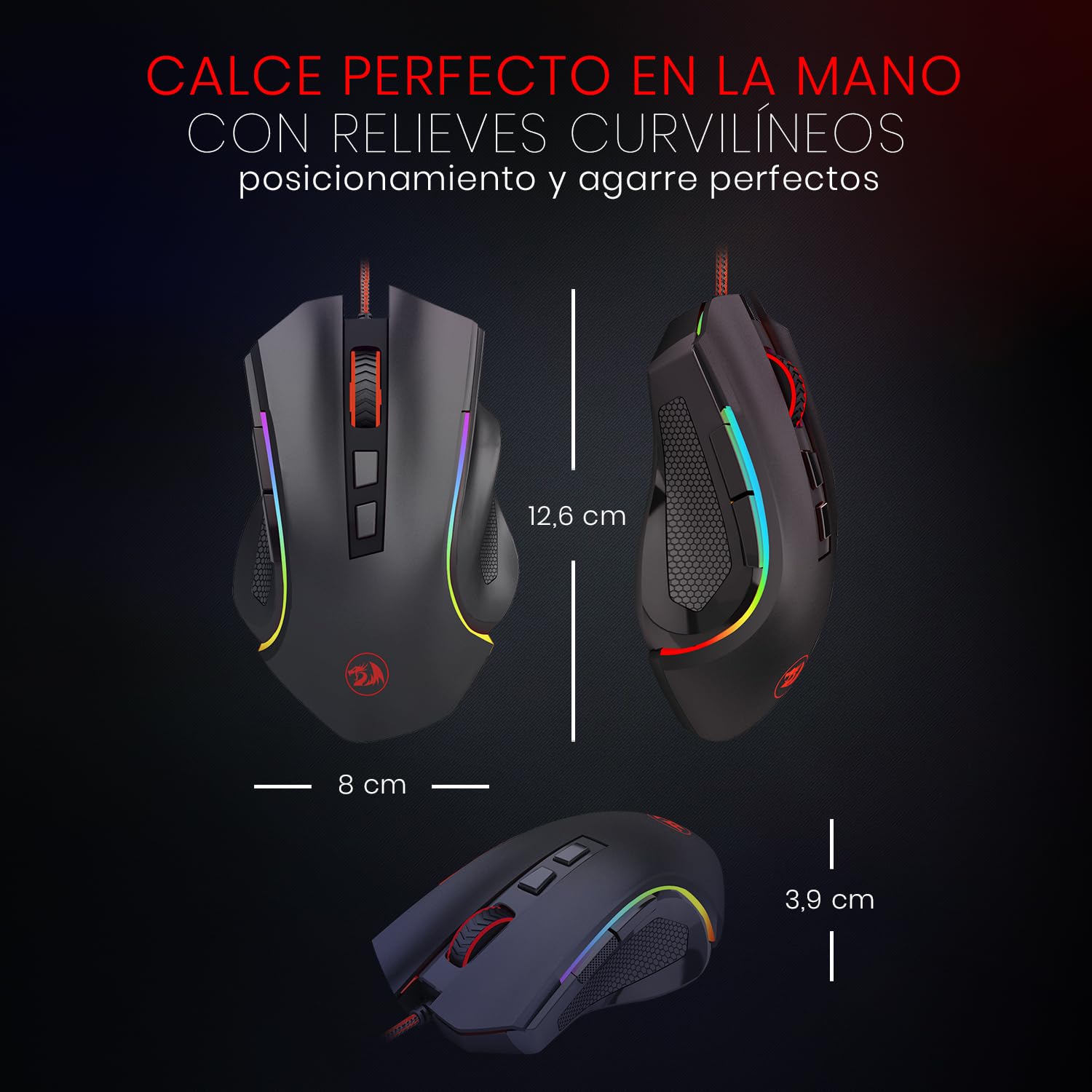 Redragon M602 Ergonomic RGB Gaming Mouse with Adjustable DPI