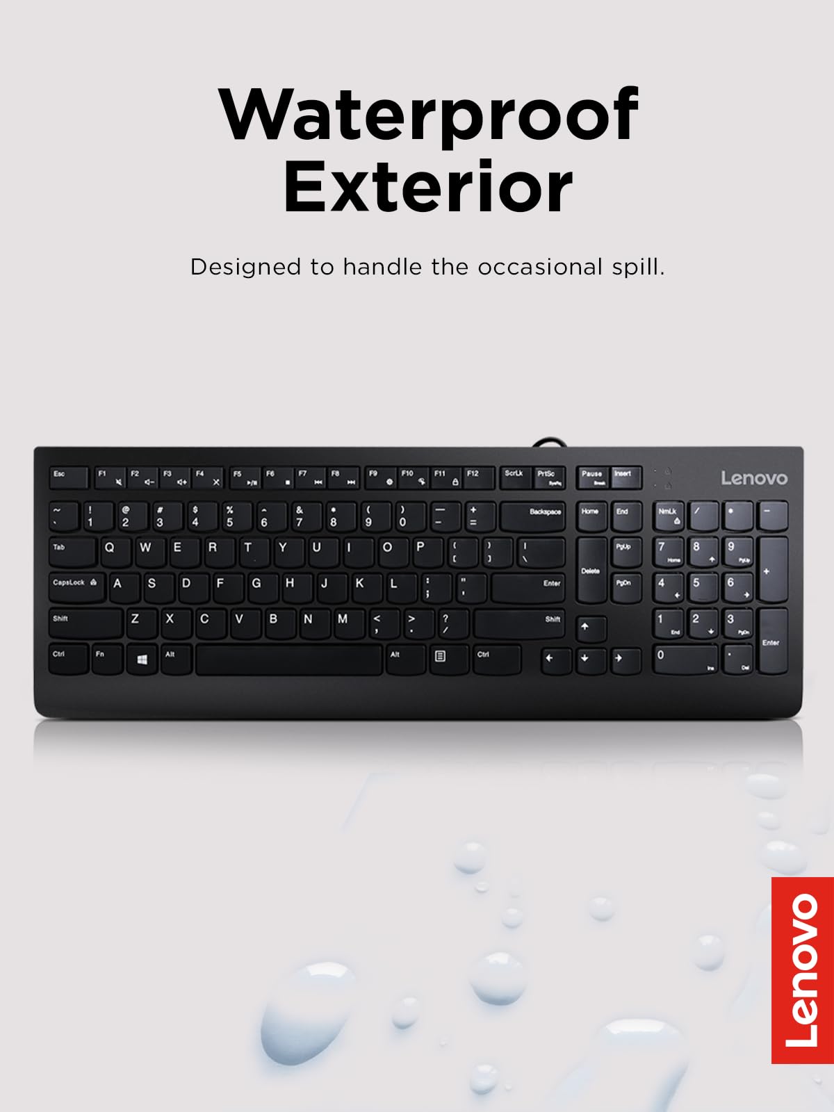 Lenovo 300 USB Keyboard Ergonomic Design for Comfortable Typing