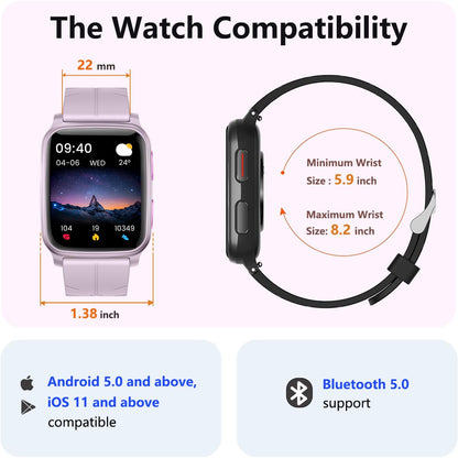 FITVII Fitness Tracker Smart Watch with BP Monitor Pro