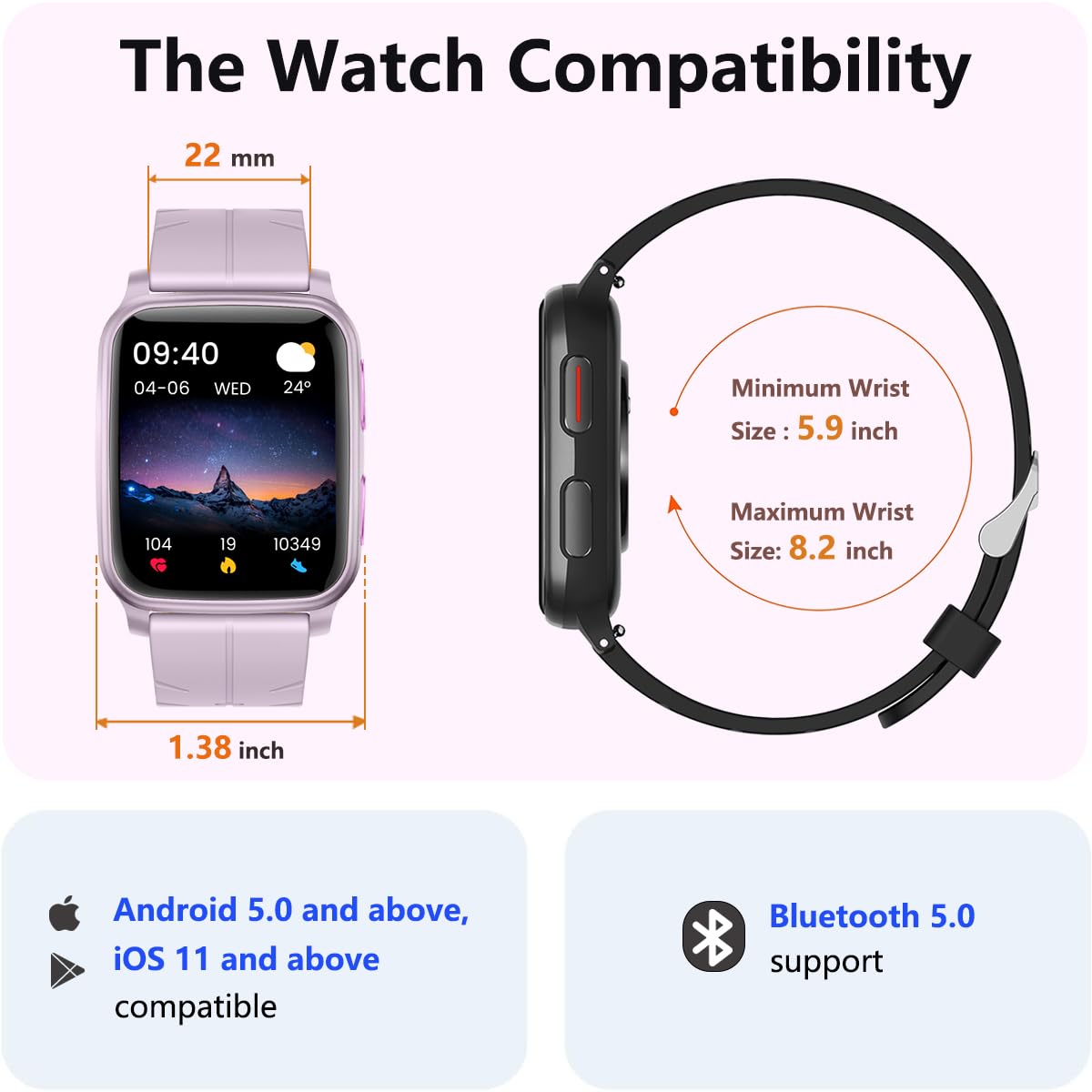 FITVII Fitness Tracker Smart Watch with BP Monitor Pro