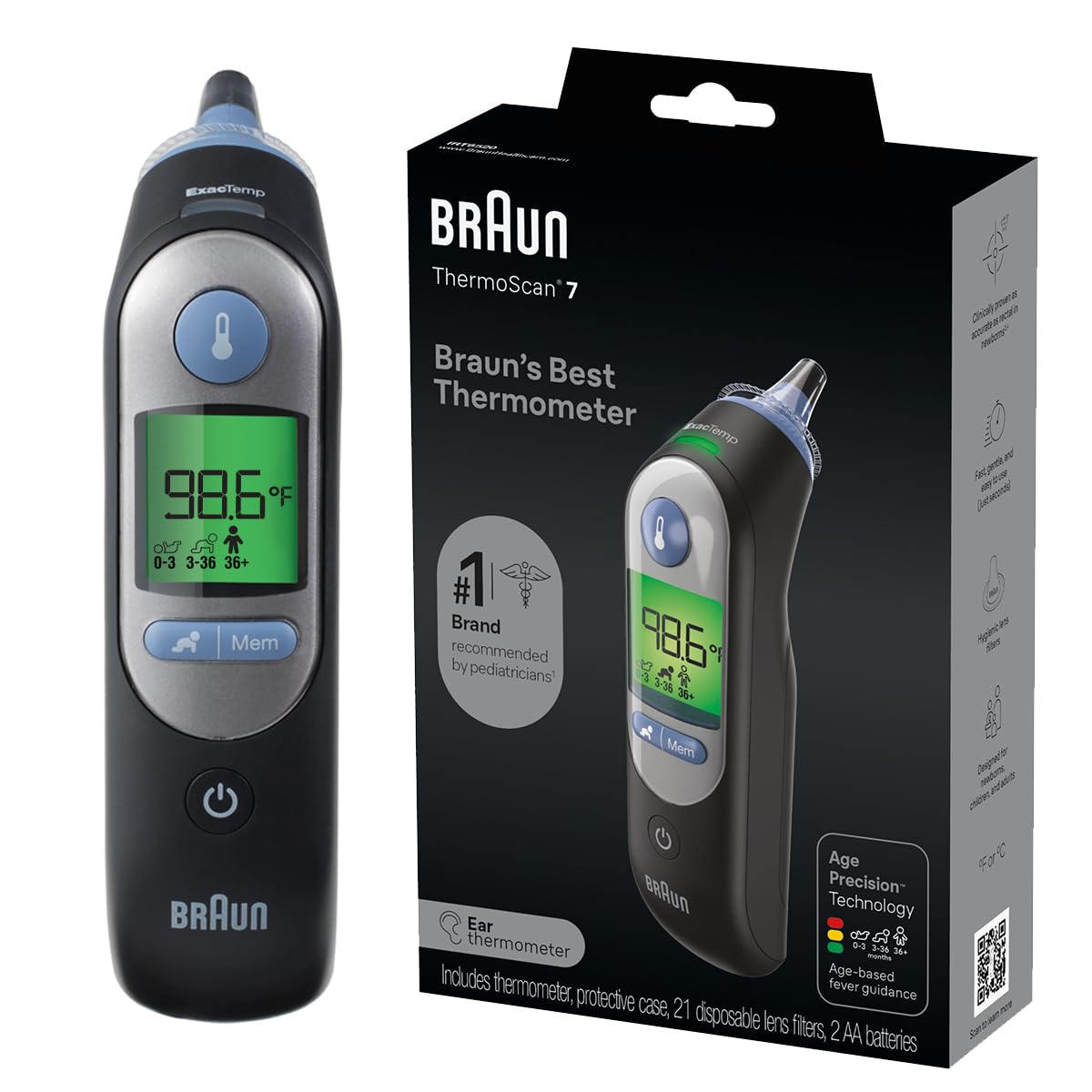 Braun ThermoScan 7 Ear Thermometer with Age Precision Guidance
