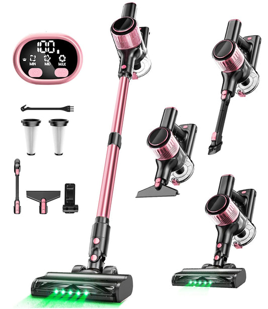 Cordless Vacuum Cleaner 8 In 1 LED Display Suction Pink
