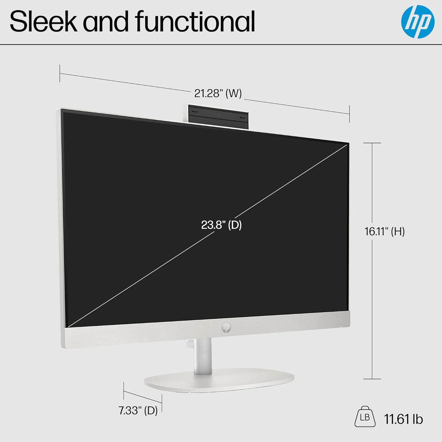 HP 24 Inch All In One PC Ryzen 5 7520U 8GB 256GB Windows 11