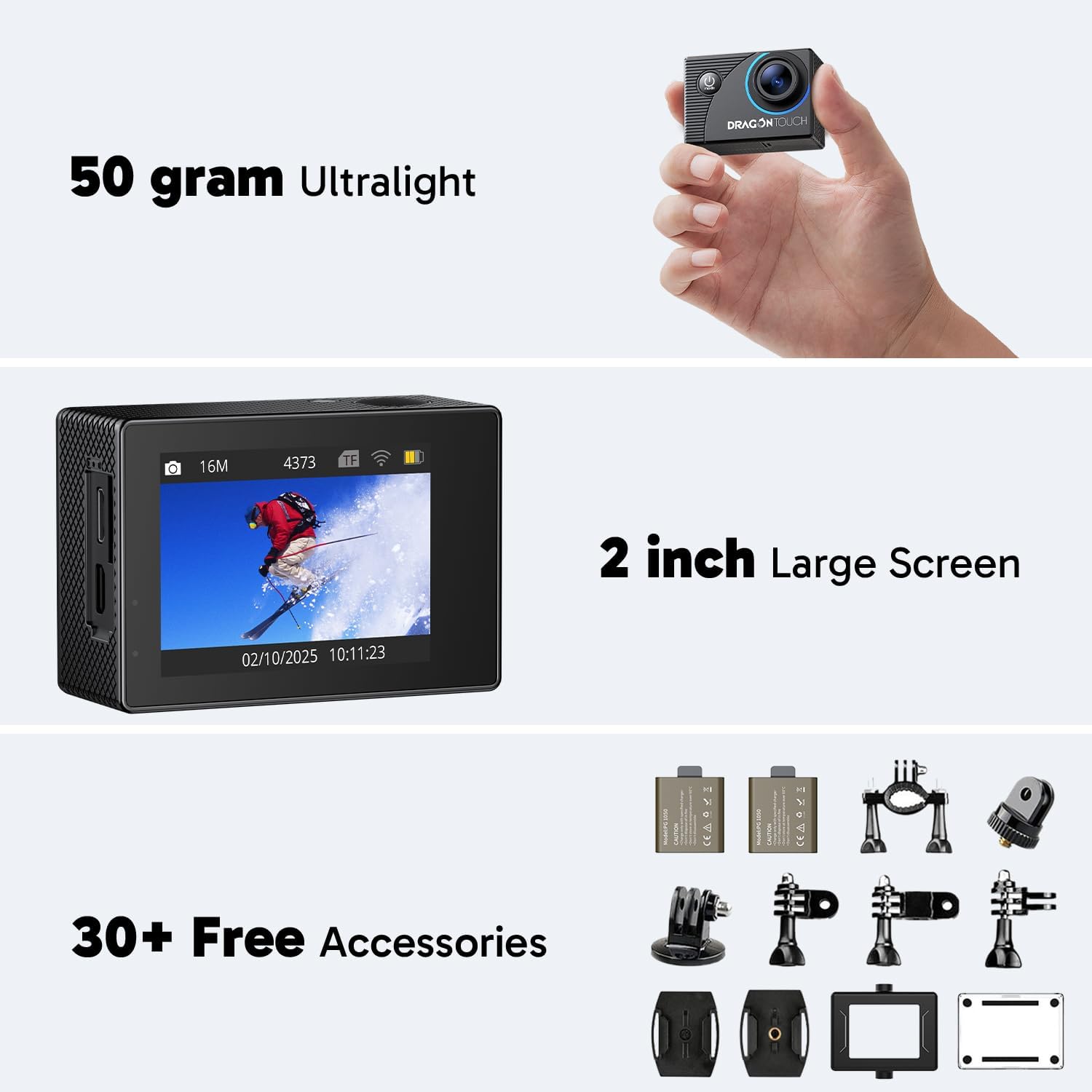 Dragon Touch 4K Action Camera With Wide Angle Lens