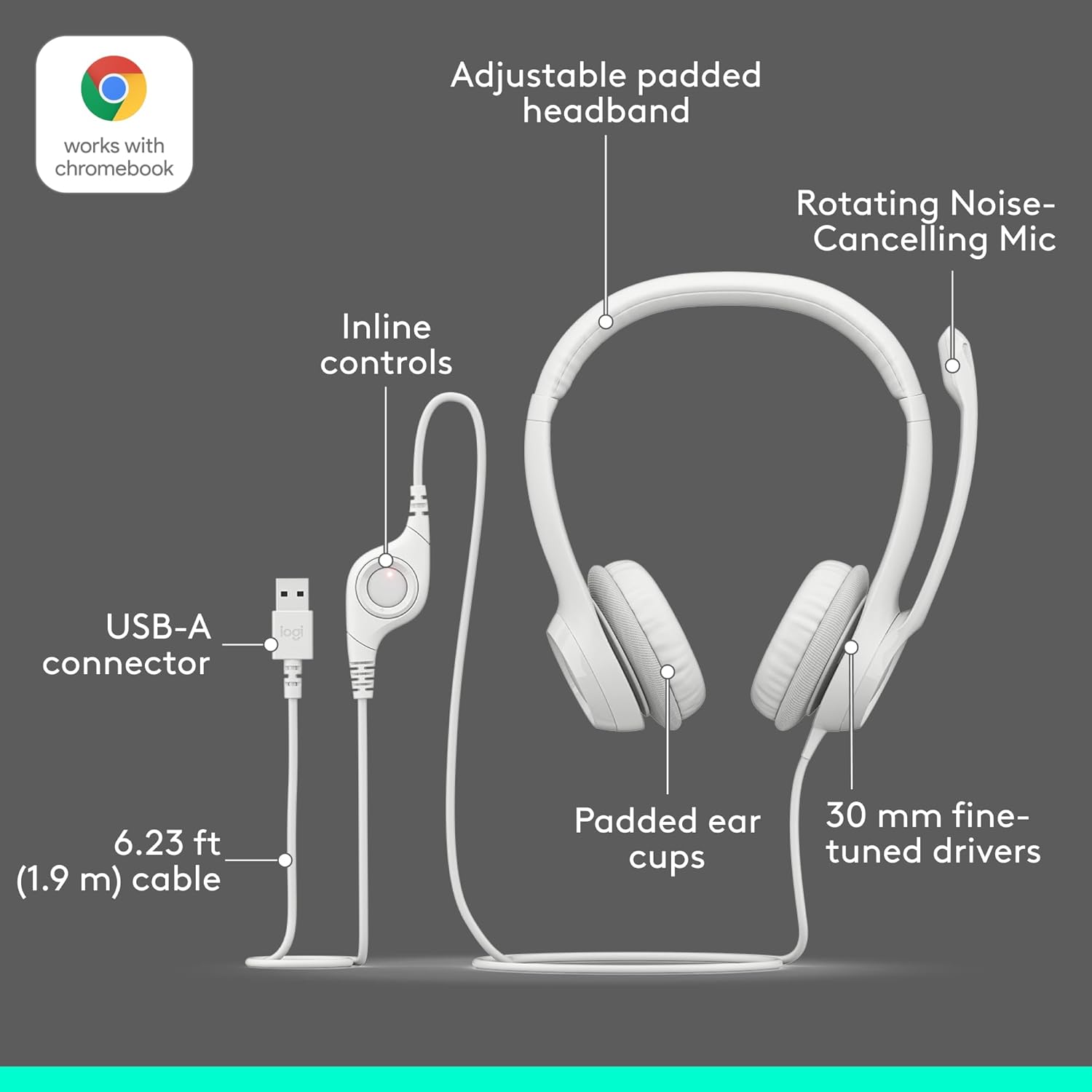 Logitech H390 Wired Headset with Noise Cancelling Mic