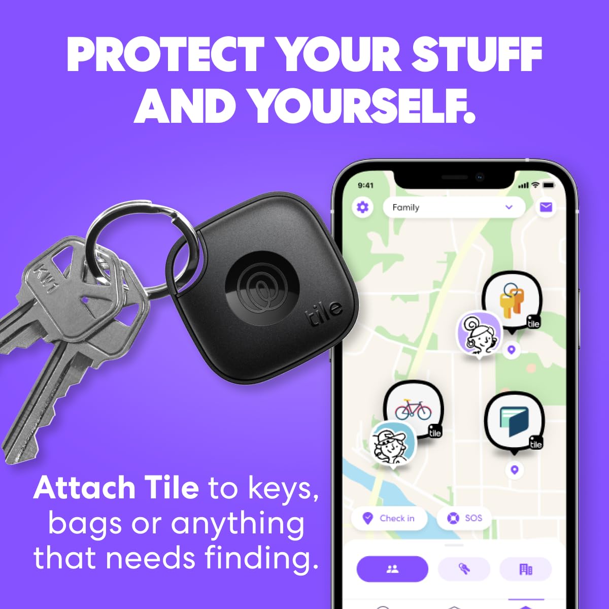 Tile Mate Bluetooth Tracker 4-Pack for Easy Item Finding