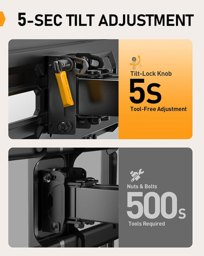 Perlegear Full Motion TV Mount For 32 To 65 Inch TVs 99 Lbs