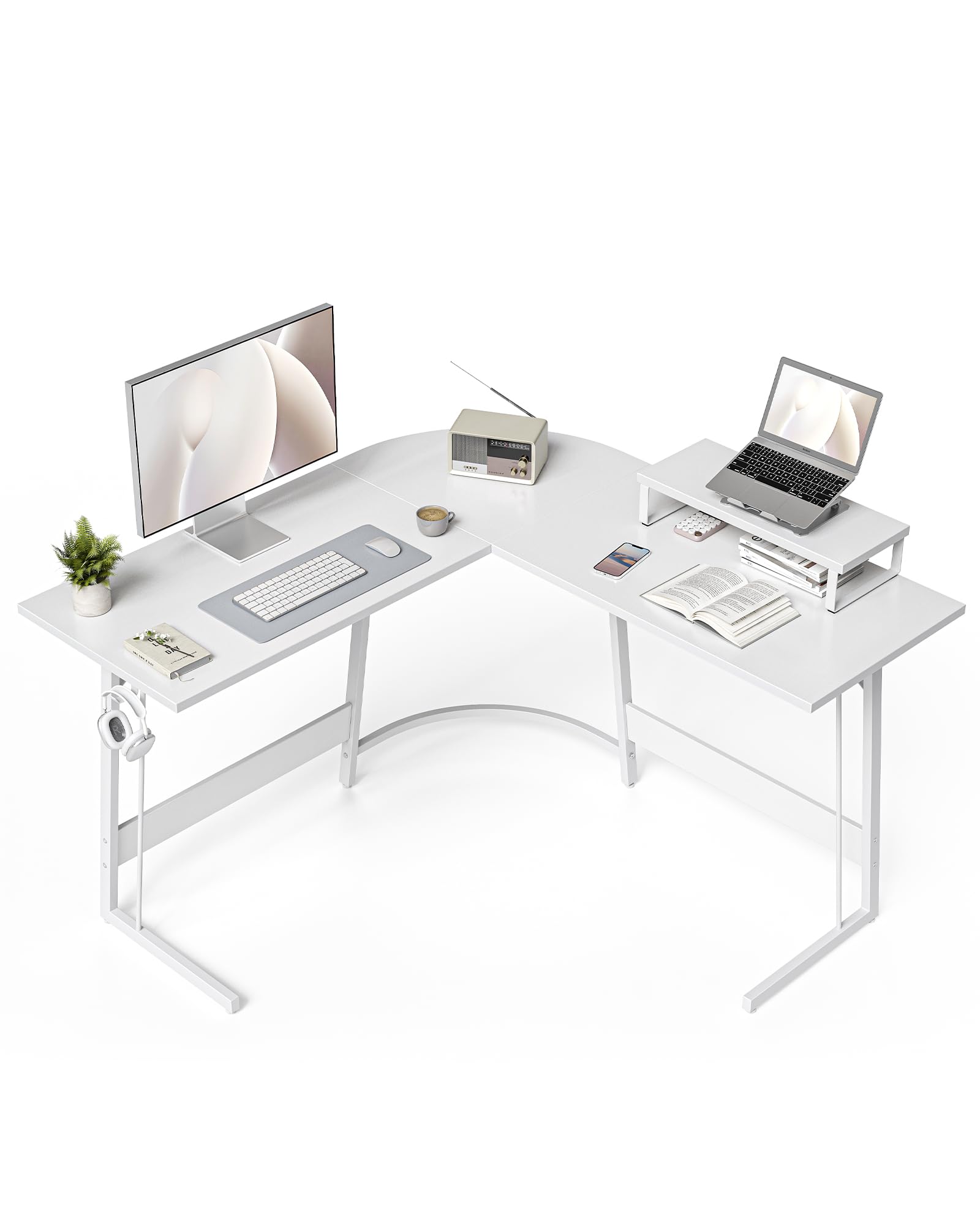 CubiCubi L Shaped Gaming Desk with Carbon Fiber Surface