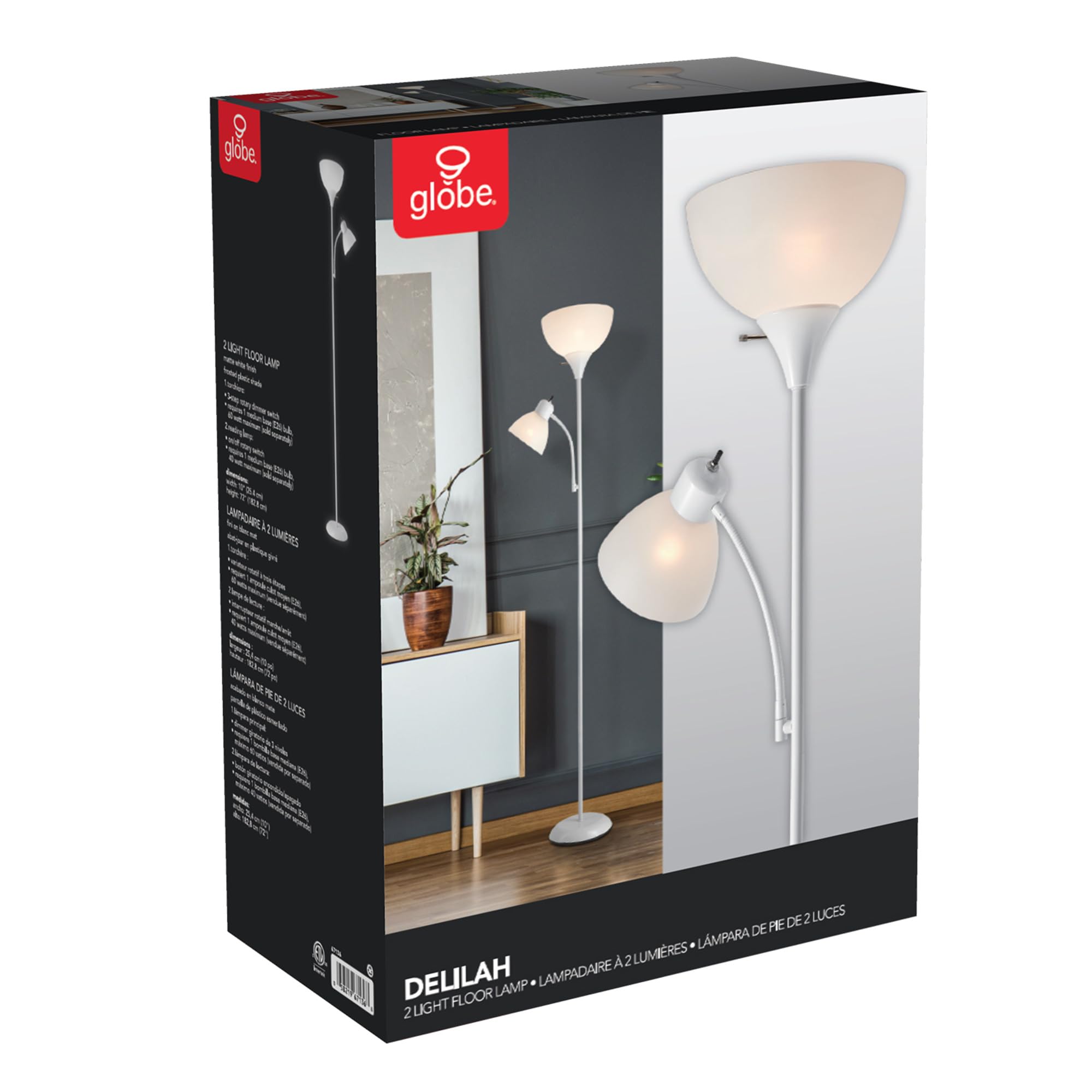 Globe Electric Delilah Floor Lamp with Adjustable Reading Light