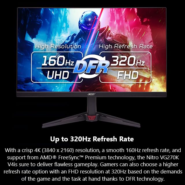 Acer Nitro 27 Inch 4K UHD Gaming Monitor with 160Hz Refresh Rate