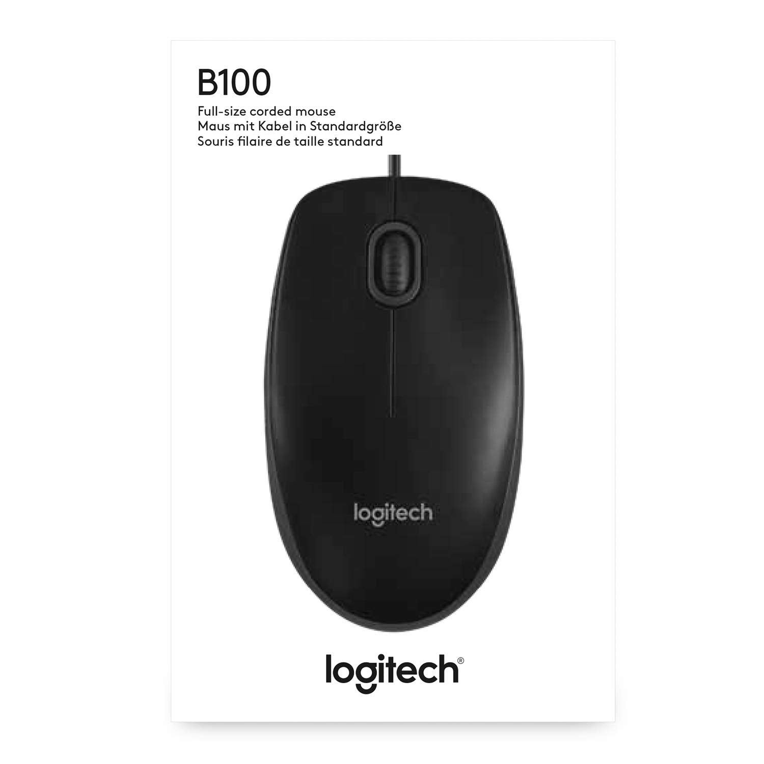 Logitech B100 Wired Mouse Comfortable Ambidextrous Design