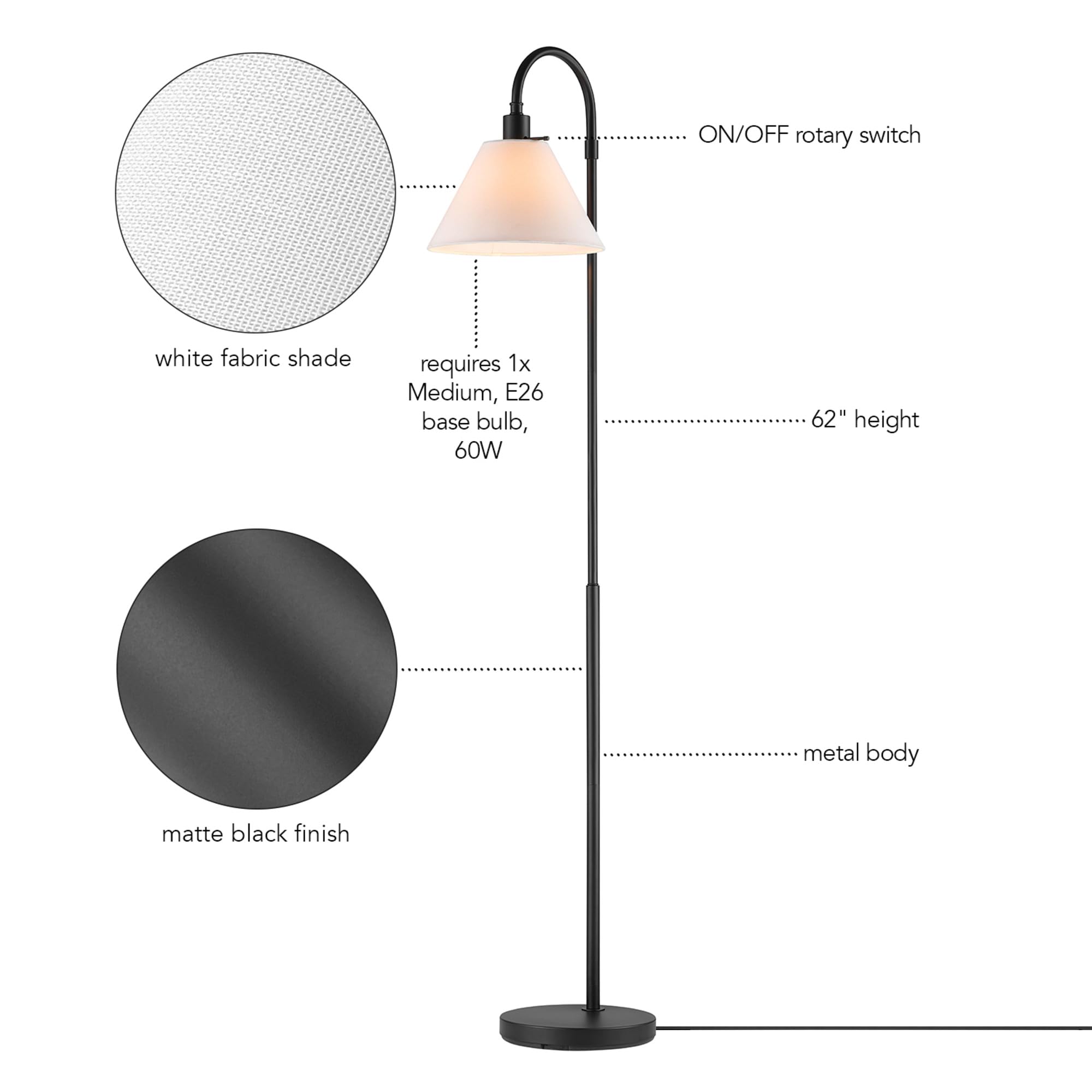 Brass Floor Lamp with White Shade for Modern Decor