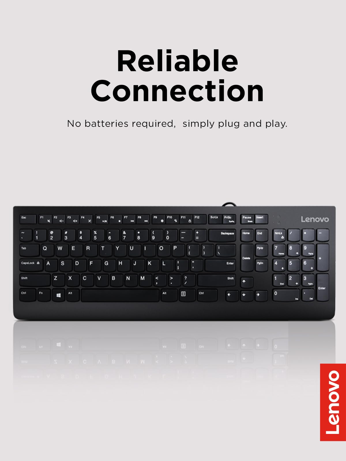 Lenovo 300 USB Keyboard Ergonomic Design for Comfortable Typing