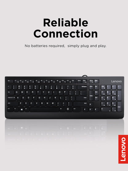 Lenovo 300 USB Keyboard Ergonomic Design for Comfortable Typing