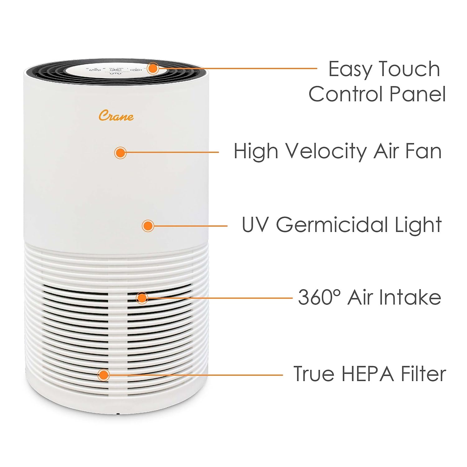Crane HEPA Air Purifier with UV Lamp for Clean Air