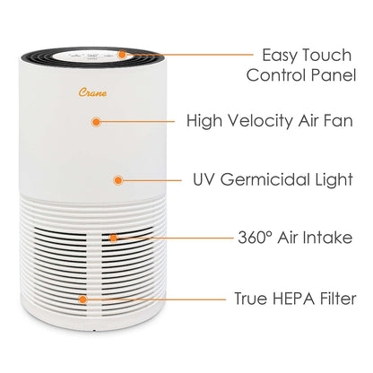 Crane HEPA Air Purifier with UV Lamp for Clean Air