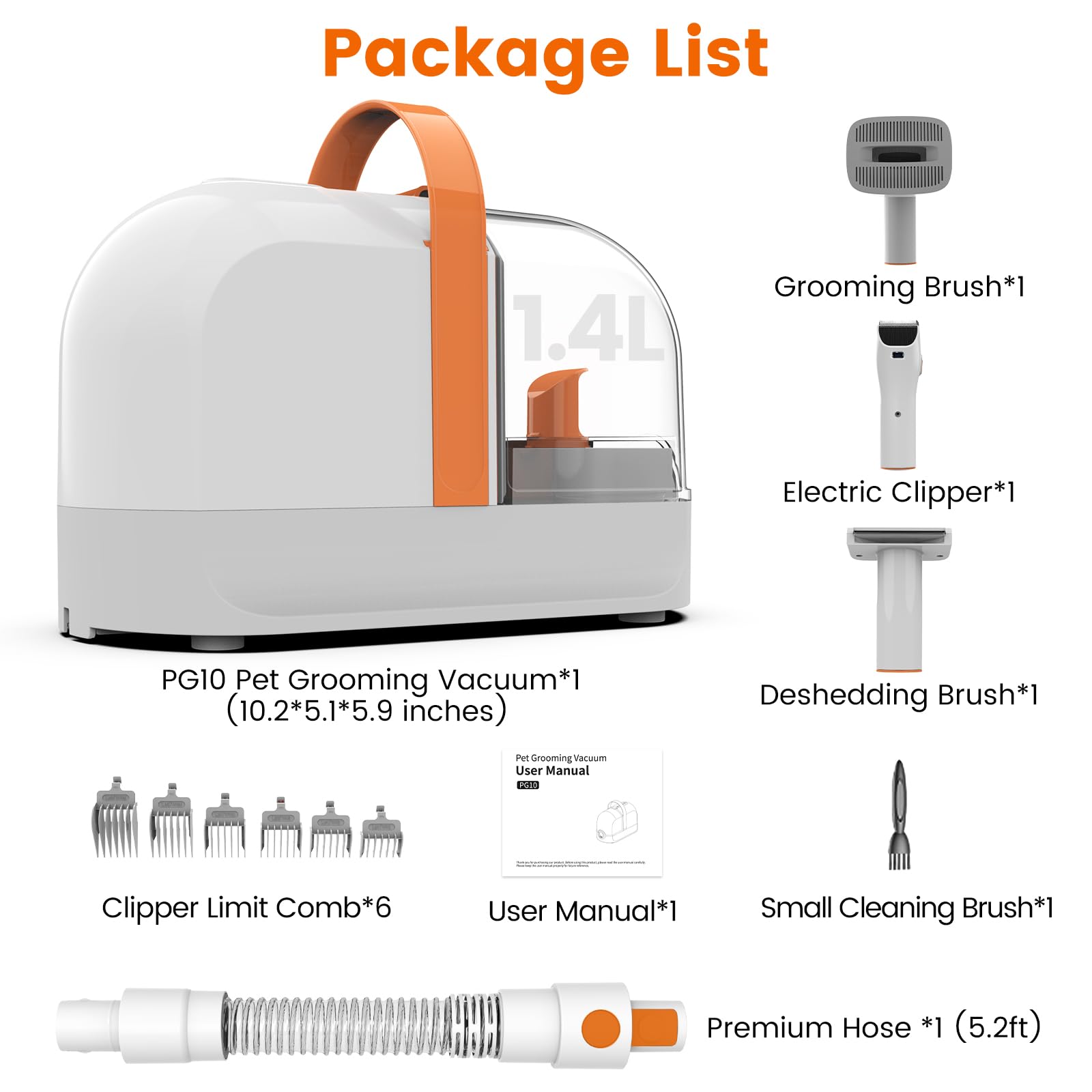 Dog Grooming Vacuum Kit with Low Noise Clippers