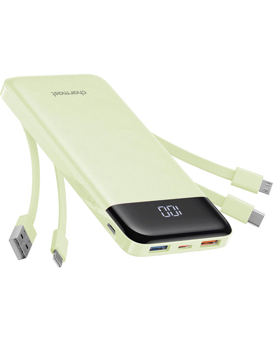 Charmast Slim 10000mAh Power Bank With Built In Cables