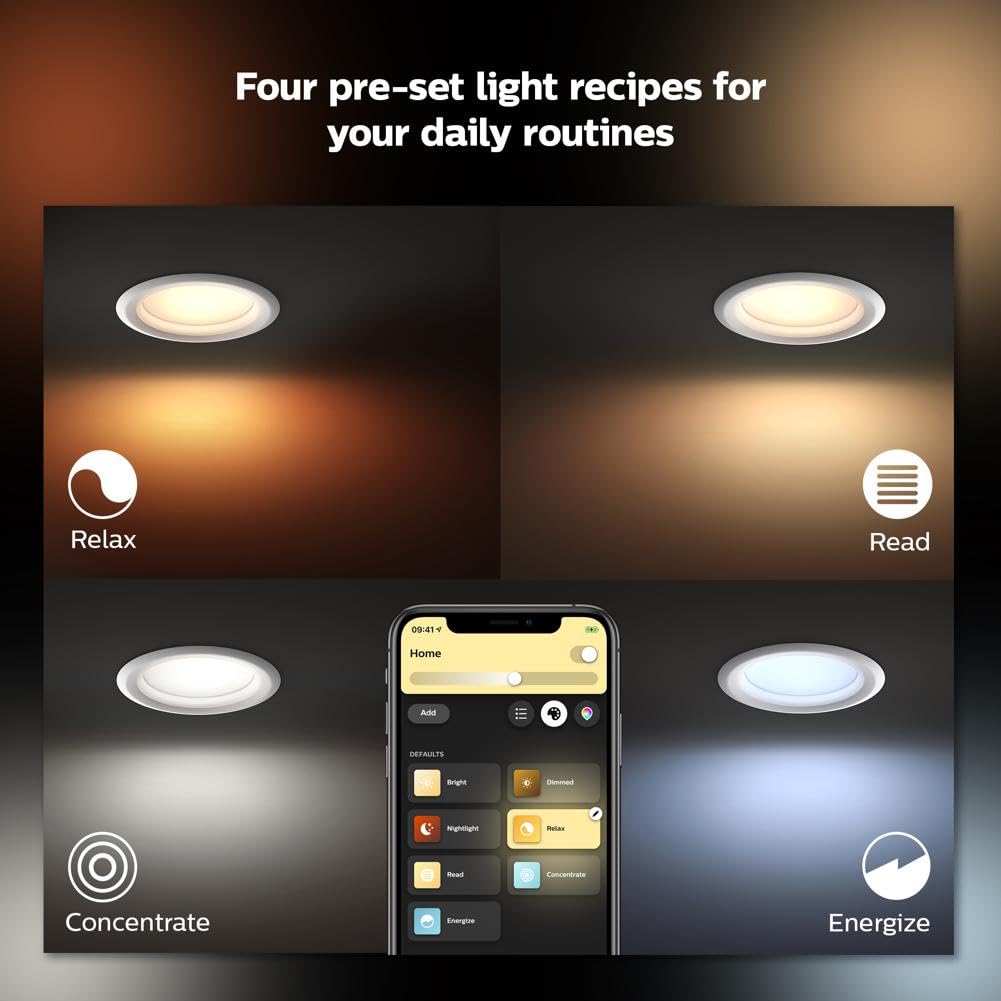 Philips Hue Smart LED Downlight 4 Pack With Color Control