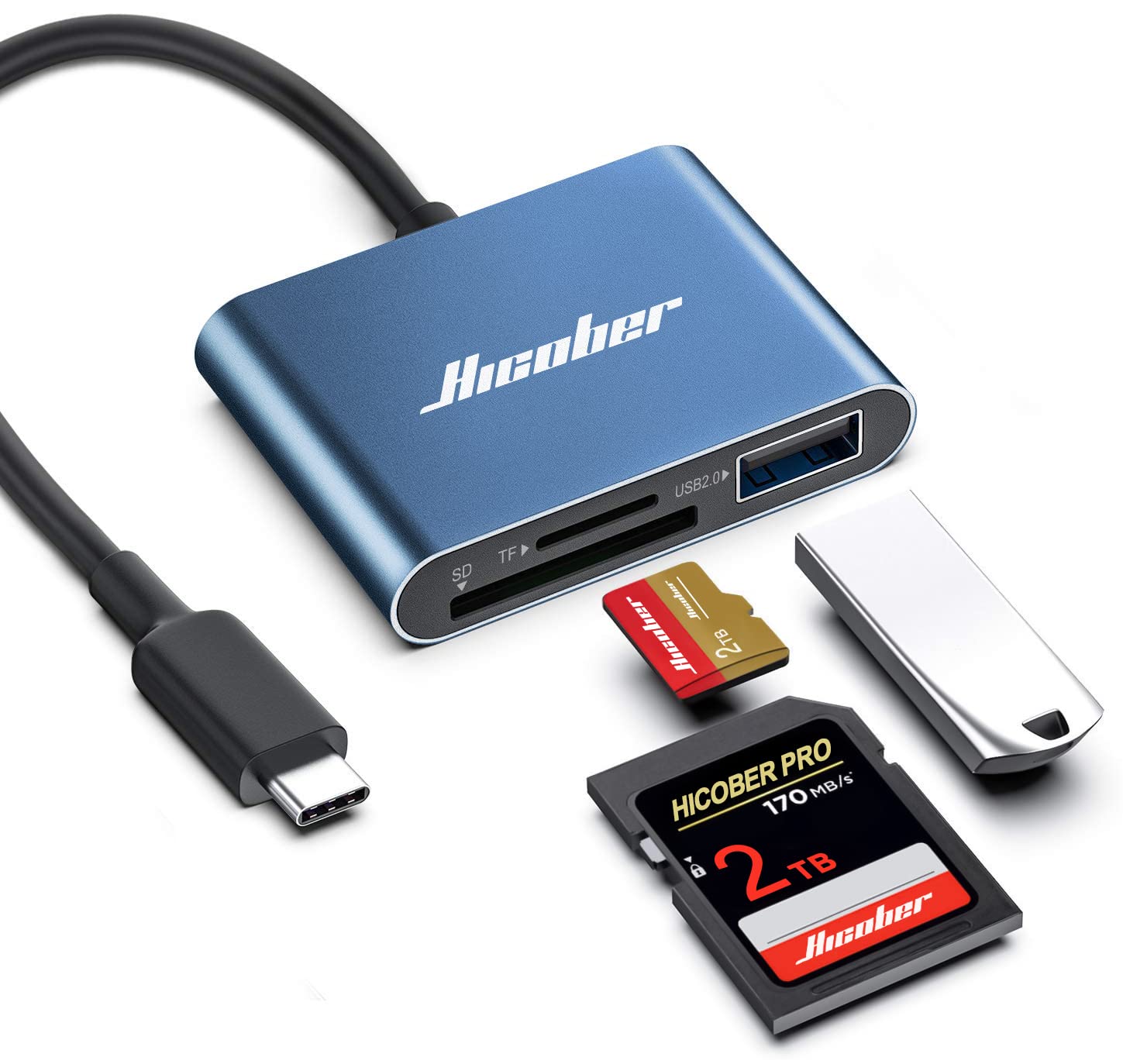 Hicober USB C to SD Card Reader High Speed 2TB Capacity