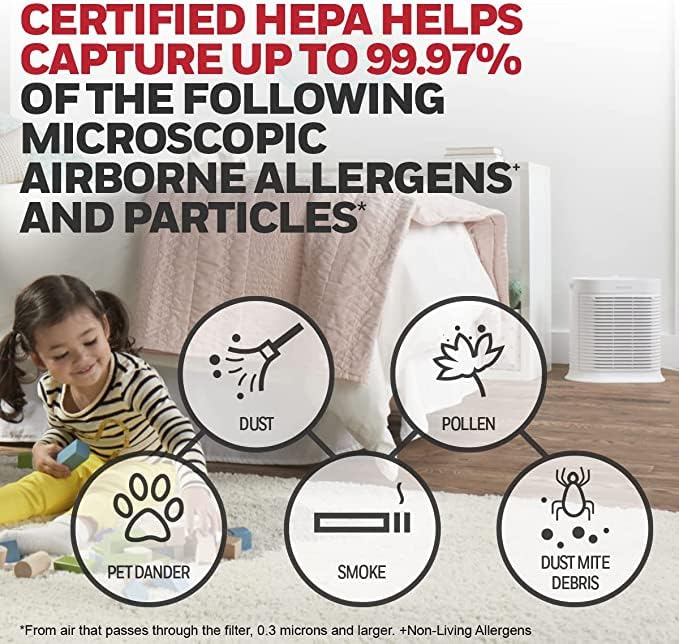 Honeywell HEPA Air Purifier for Large Rooms Reduces Allergens