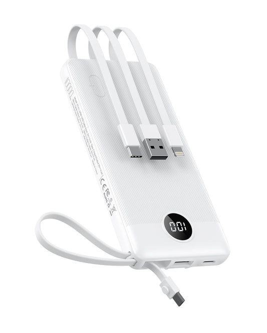 VEEKTOMX Portable Charger 10000mAh BuiltIn Cables Fast Charge