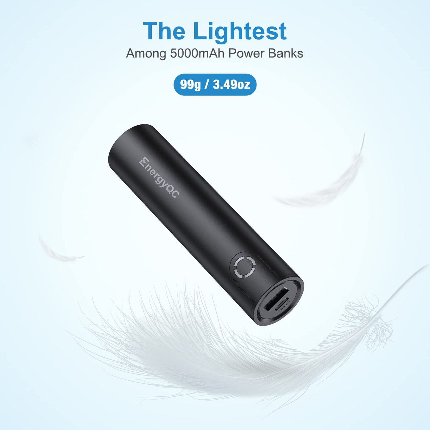 EnergyQC 5000mAh Fast Charging Portable Charger USBC Input